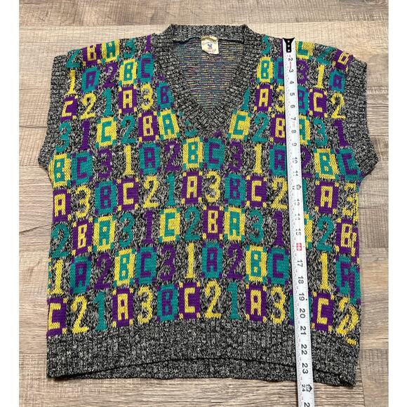 Centennial Knits Vintage Sweater Vest Teacher ABC 123 Academia Made in USA - Picture 6 of 6